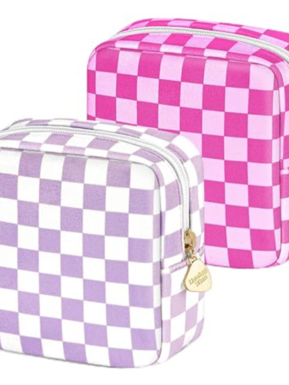 2 Pcs Flocked Makeup Bag Set Travel Cosmetic Pouch Organizer